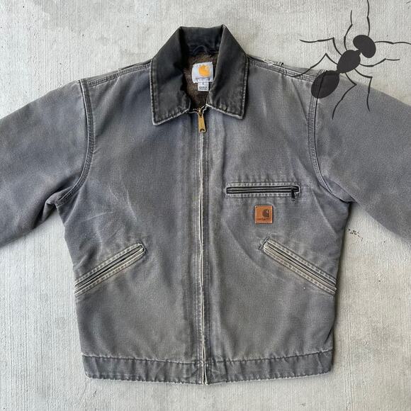 Vintage Y2K Carhartt J97 GVL SMALL gray Detroit work wear jacket - Picture 3 of 9